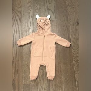 Petit Lem Organic Cotton Bunny Hooded Playsuit 3M Mocha NWT Baby Romper